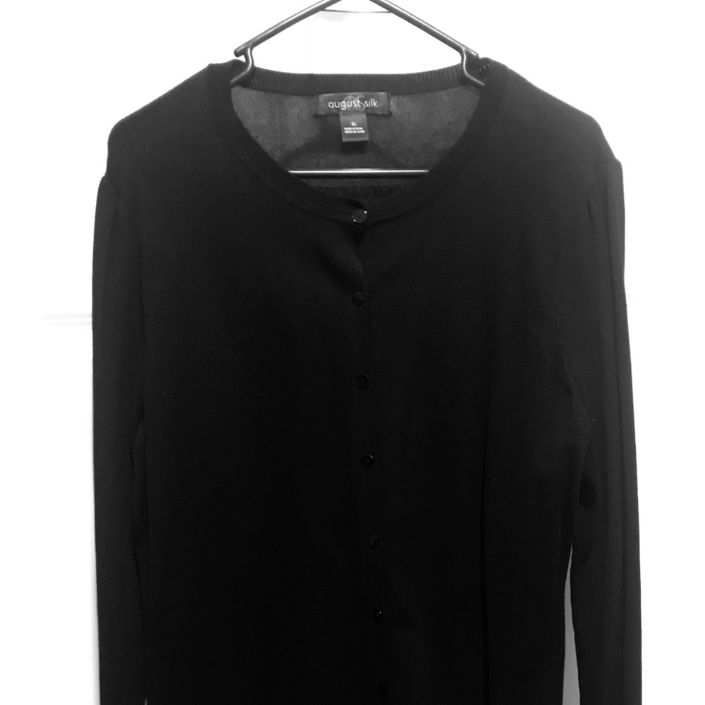 August silk black long sleeve sweater